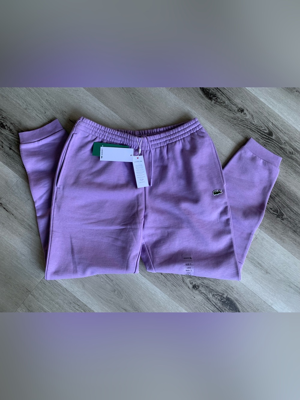 Unisex Lacoste Lavender Tapered-Fit Cotton and Fleece Jogger Sweatpants, Size L